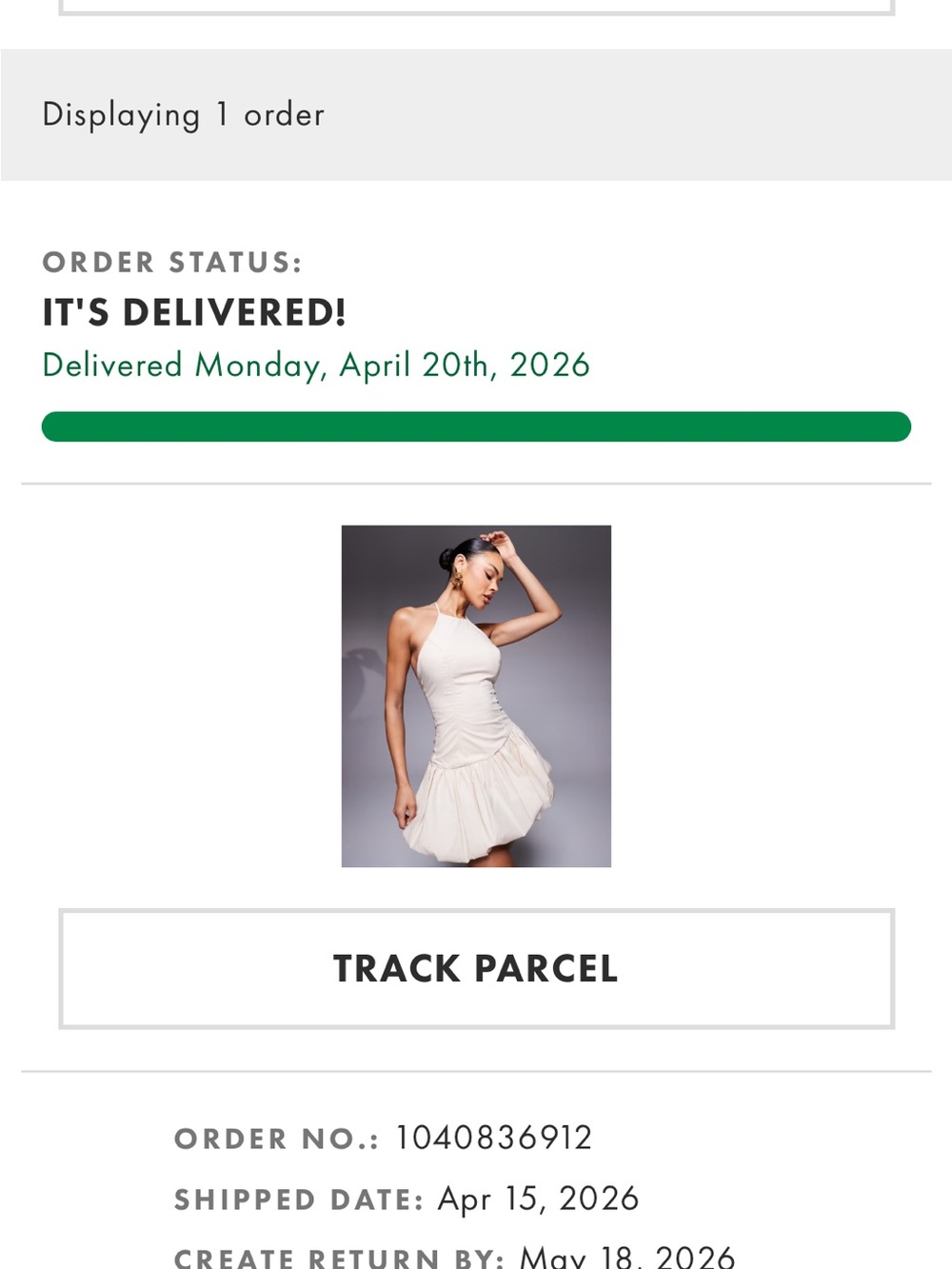 ASOS Cream One-Shoulder Backless Mini Dress